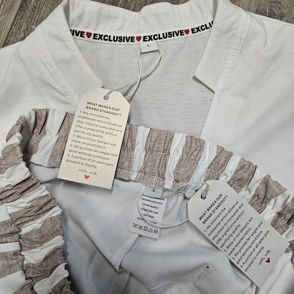 Boutique Exclusive Resortwear Summer Set Striped Loungewear Women's Large New - Picture 2 of 9